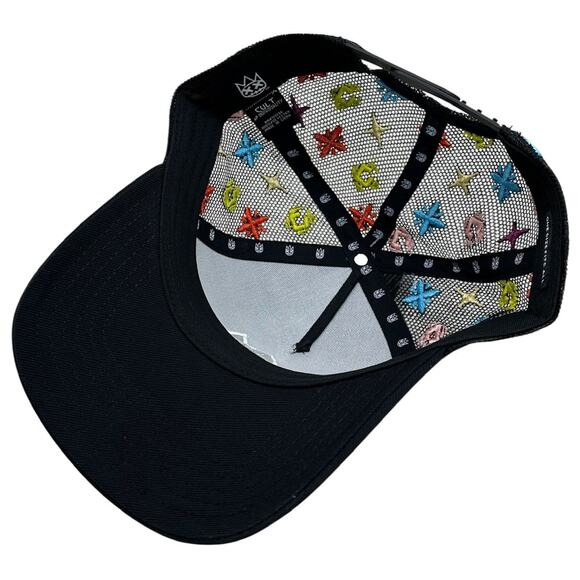 Cult of Individuality Trucker Hat Embroidered Logo Pattern Black Snapback Cap - Picture 6 of 8
